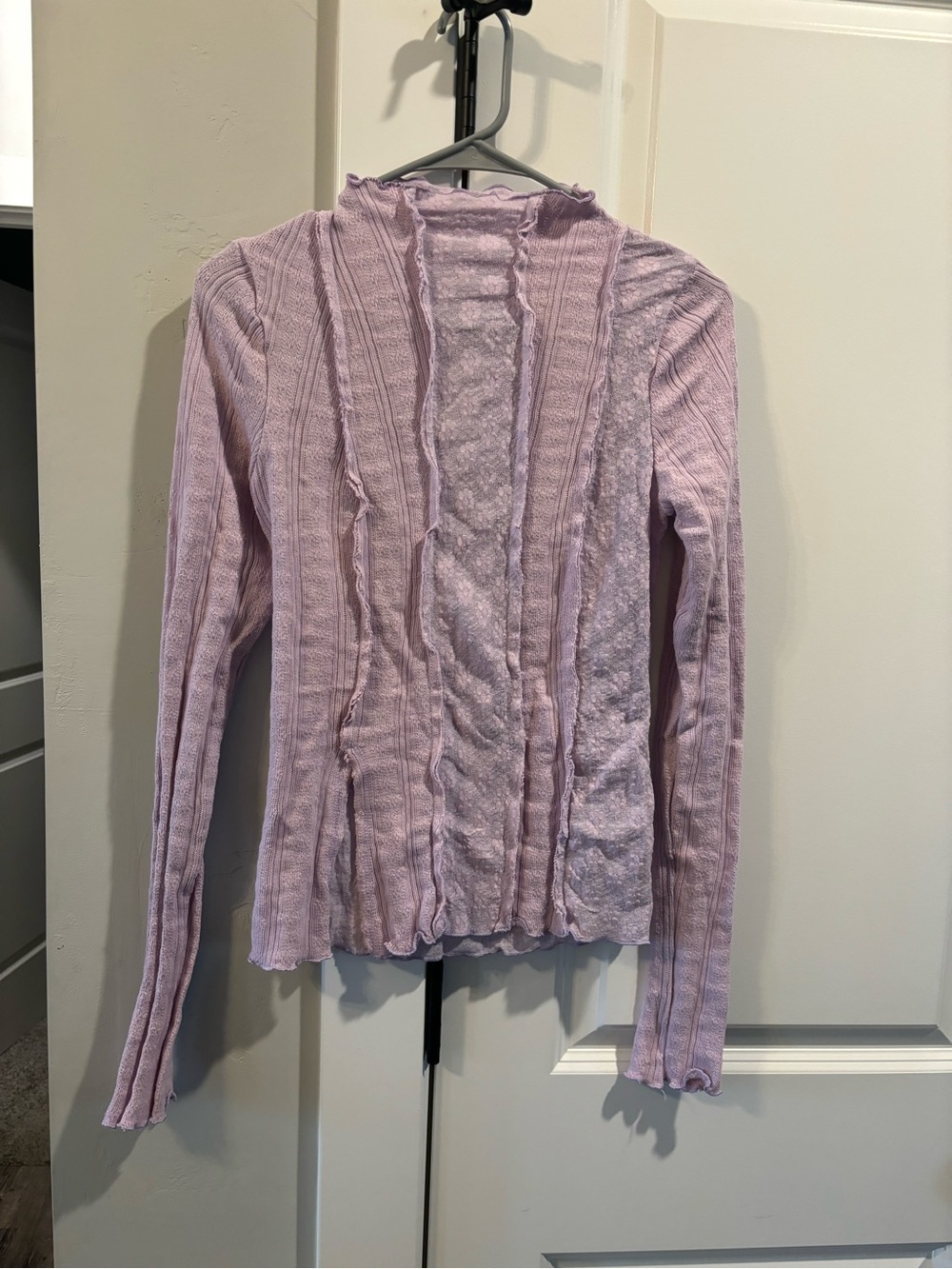 We The Free Light Lavender Ribbed Long Sleeve Top